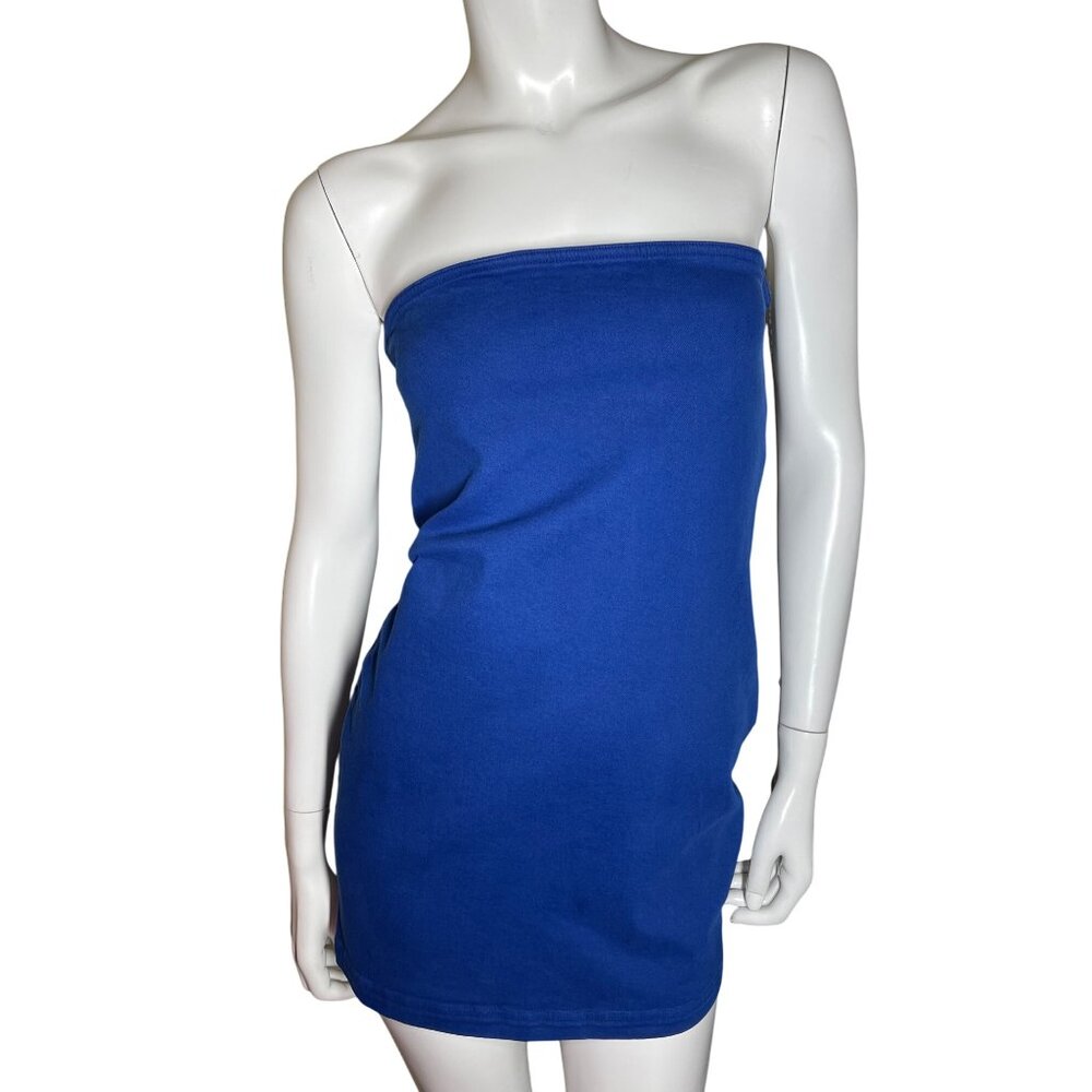 Zara Women's Medium Blue Dress Strapless Tube Stretch Denim Cotton Mini NWT M